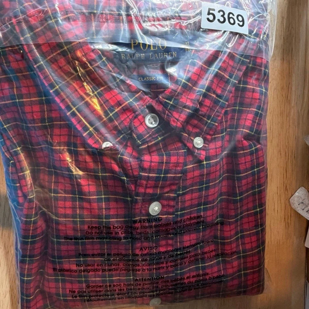 Polo Ralph Lauren Mens XL Classic Fit Red Plaid Button Down Shirt Long Sleeve